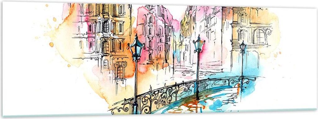 Bilder auf glas - Ort Stadt Architektur Herz - 160x50cm - Glasbilder - Wandbilder - Kunstdruck - zum Aufhängen bereit - Wanddekoration aus Glas - ...