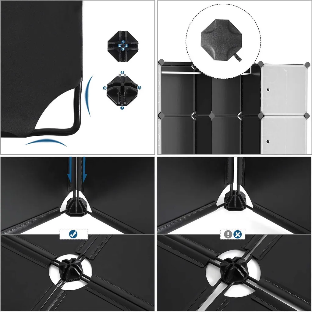 Dressing de Rangement Modulable Noir à Motifs avec Grande Capacité - 4
