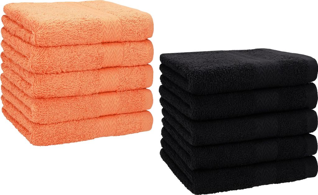 Betz 10 Stück Seiftücher 30x30 cm PREMIUM 100% Baumwolle Farbe: orange und schwarz