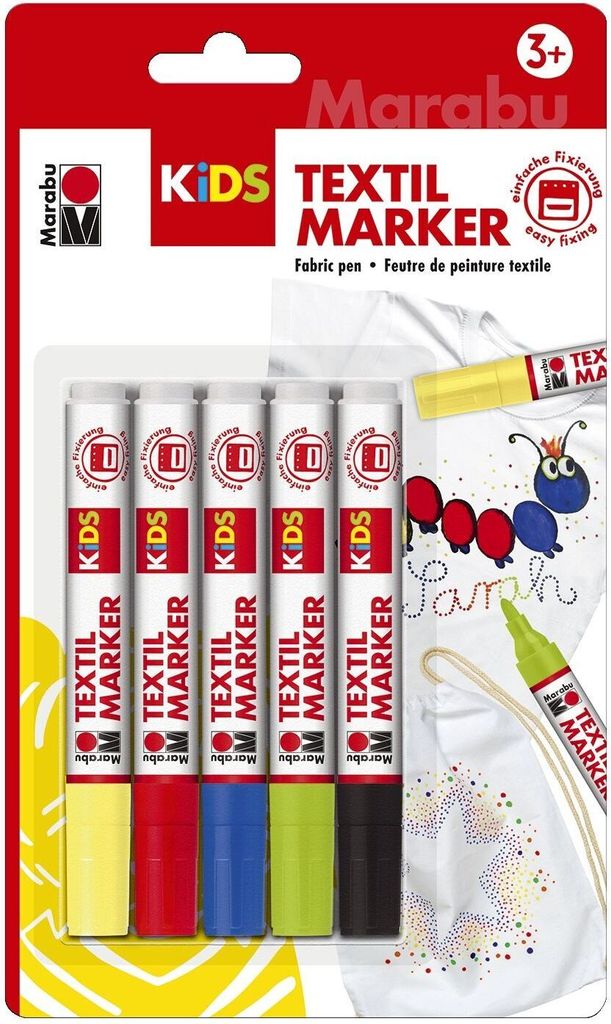 Marabu KiDS TEXTILMARKER, 5er-Sortierung Produktbild 