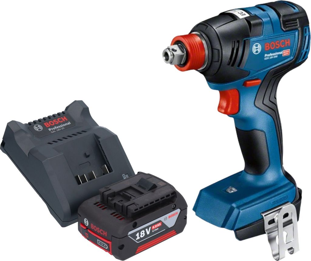 Bosch GDX 18V-200 Professional Akku Drehschlagschrauber 18 V 200 Nm Brushless + 1x Akku 4,0 Ah + Ladegerät