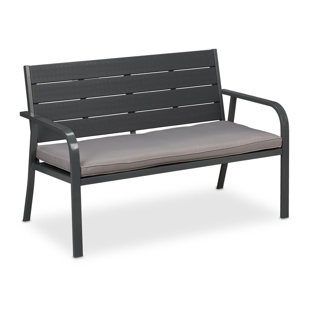 Relaxdays Gartenbank mit Sitzkissen, Holzoptik, HBT: 78 x Produktbild 