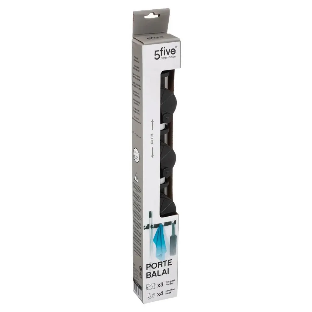 Support balai coulissant aluminium 5five Simply Smart gain de place