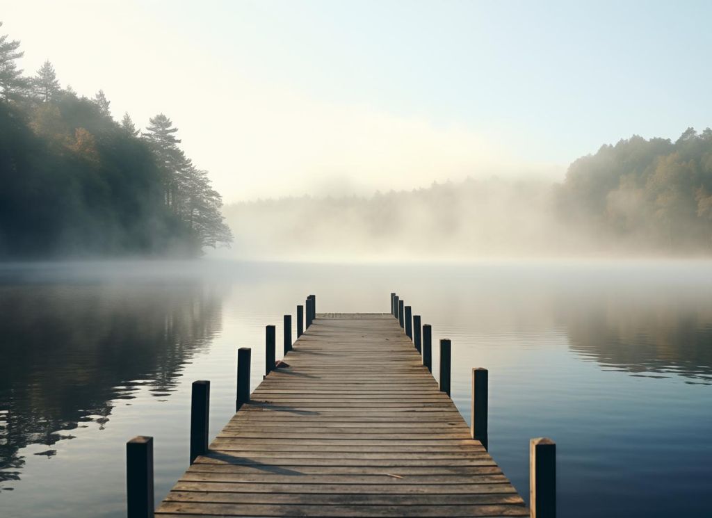 Plakat 55x40cm Morgenstille am Wasser