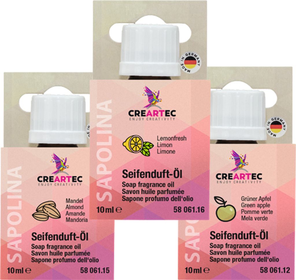 653,33 € / 1 l Seifenduft-Öl - 3er-Set - Grüner Apfel, Mandel, Lemonfresh