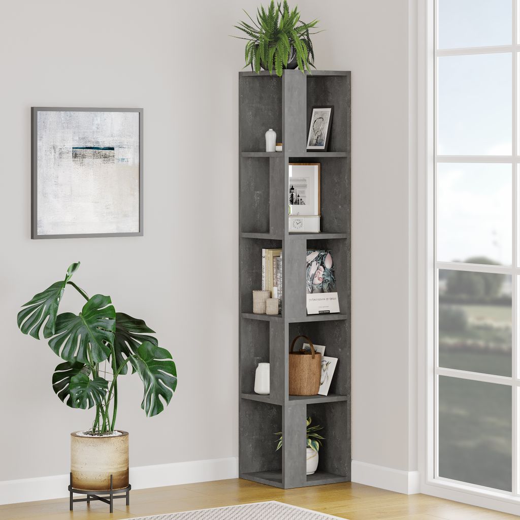 Libreria angolare Houseland Piano grigio scuro Immagine del prodotto 