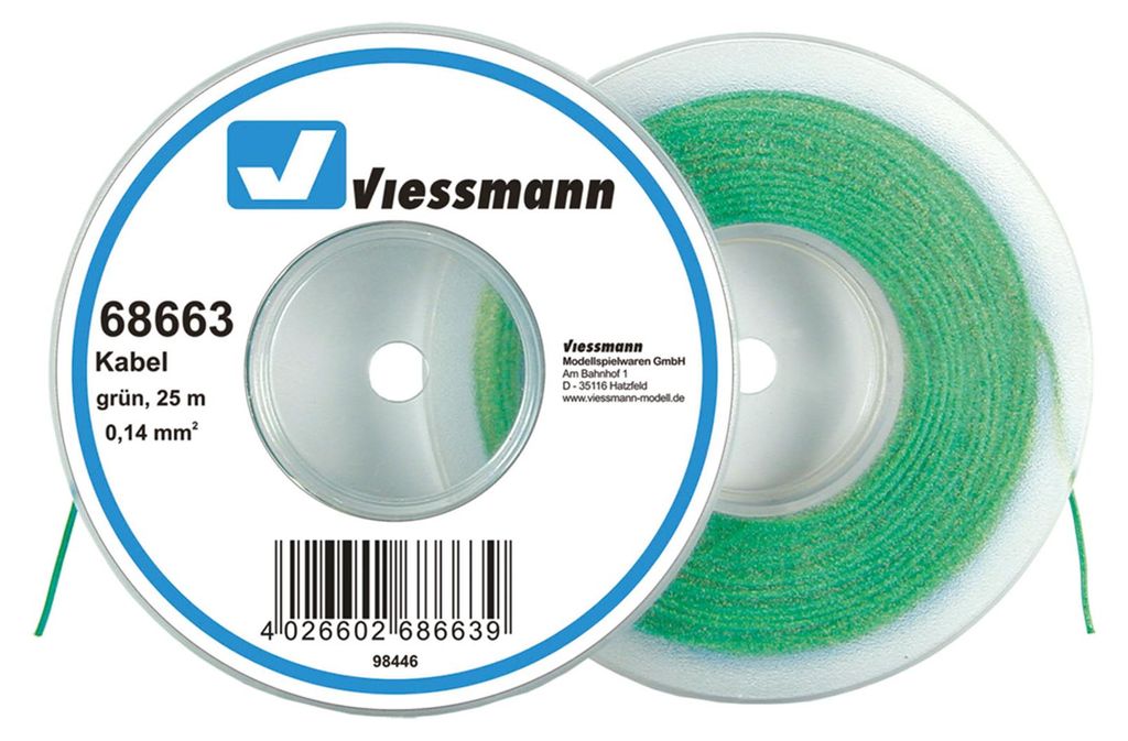 Viessmann 68663 - Kabel auf Abrollspule 0,14 mmÃ‚², grün, Produktbild 
