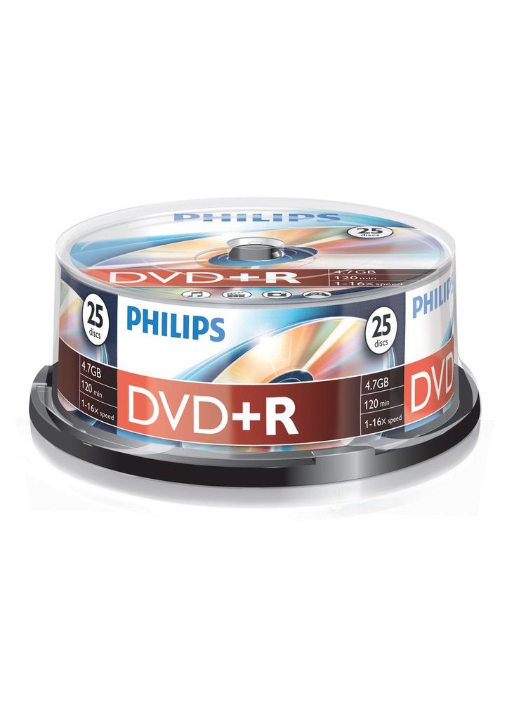 Philips DVD-Rohlinge, 120Min, 4.7GB, Speed 16x, Spindel (25 Image du produit 