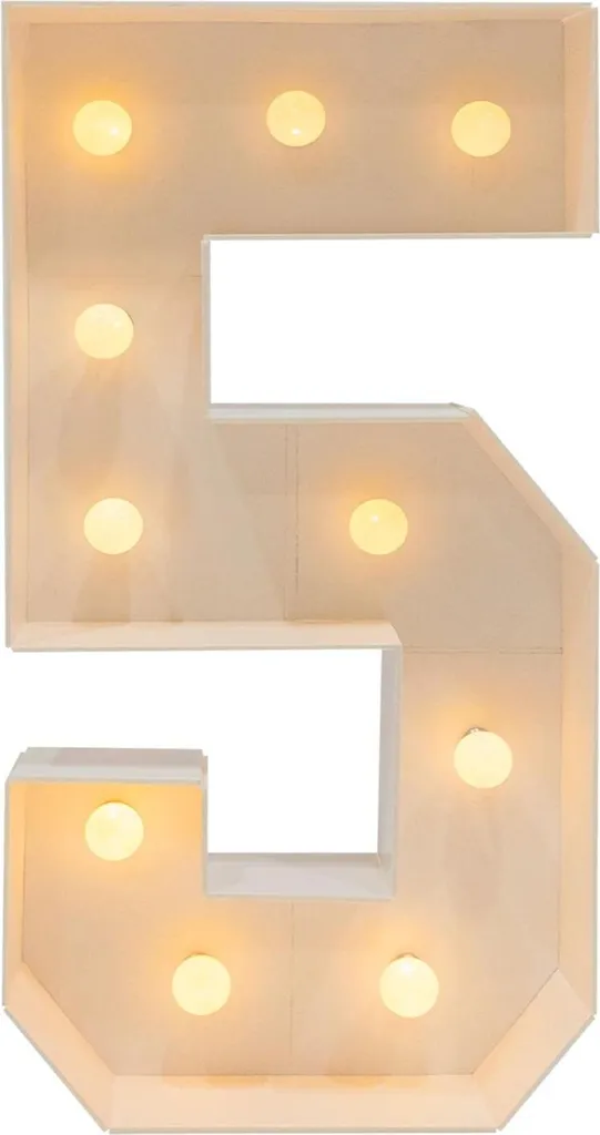 Numeri luminosi, luci LED calde, struttura KT Board resistente, 50