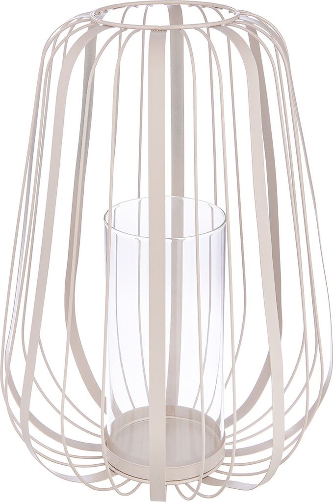 Gilde Windlicht, "Rimini", Glas, Metall, beige, VE 3, H. 35 cm, D. 24 cm 69738 4063387697382