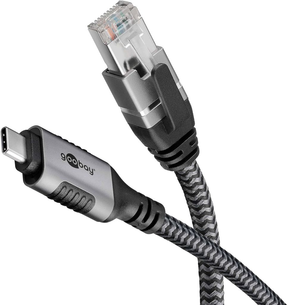 Goobay Ethernet-Kabel USB-C 3.1 auf RJ45, SuperSpeed 1 Gbit/s, Thunderbolt 3 kompatibel, FTP - Länge: 1,5 m