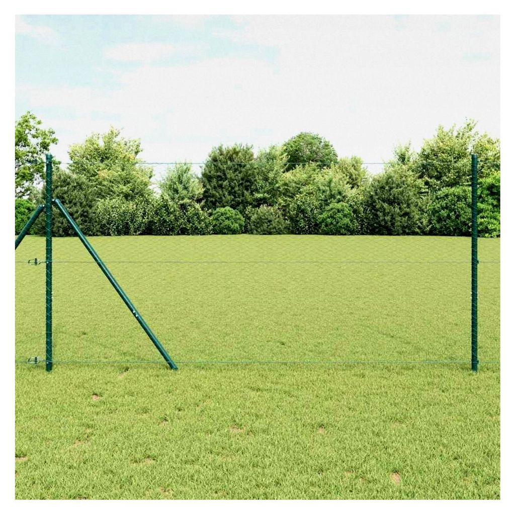Zaunpfosten Grün 50 x 1 m (25 mm Maschenweite) aus Stahl und PVC für Gartenzaun, Hundezaun, Weidezaun, Hühnerzaun und Gartennetz mit Bodenbefest...