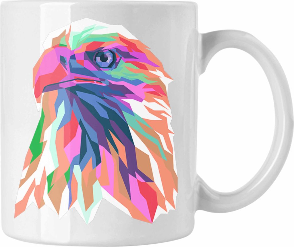 Trendation - Adler Polygon Tasse Geschenk Adler-Fans Bunt Becher (Weiß)