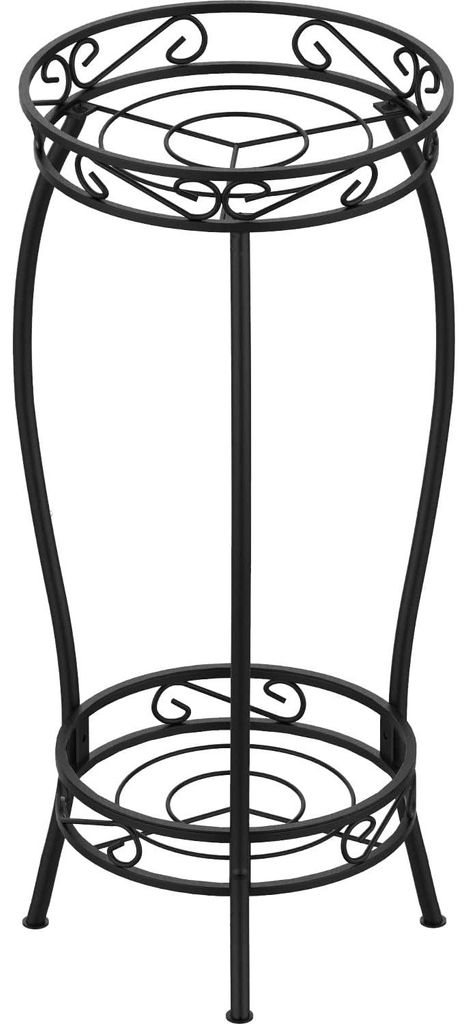 Metallener Pflanzenständer, 69 cm hoch, zweistöckig, für Blumentöpfe, für drinnen und draußen, schwarz