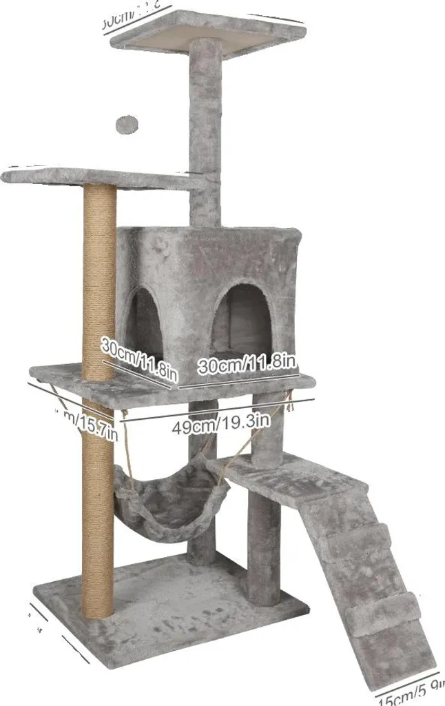 Arbre à chat design avec griffoir et plateformes de repos Gris