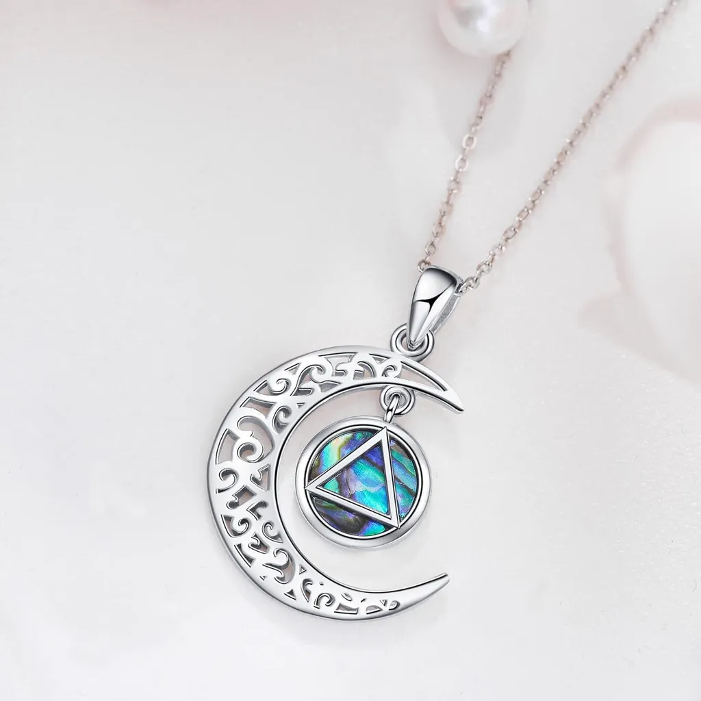 Pendentif Lune Récupération AA collier argent 925 bijou de sobriété - 3