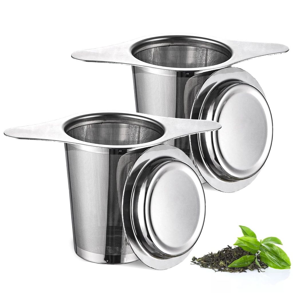 2er Pack Premium Teesieb mit Deckel und Doppelgriff, Produktbild 