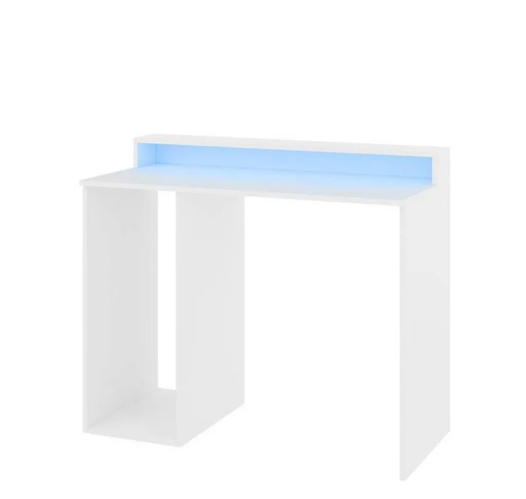 Bureau informatique blanc PACHO 2 à LED pour le télétravail à la maison