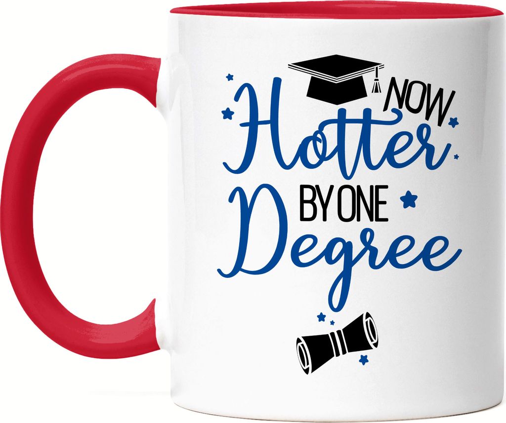 Hotter by One Degree Tasse Rot Abschluss Absolvent Bachelor Master Doktor Abschlussgeschenk