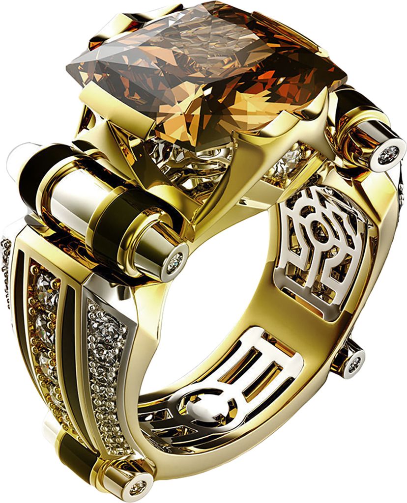 Herrenring, Vintage-Schmuck, Geschenk, Kupfer-Strass-Intarsien, geschnitzter Fingerring für den Alltag-Sekt,US 9
