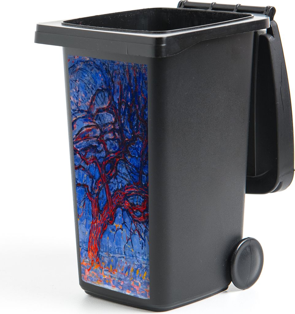 MuchoWow Mülltonnenaufkleber Roter Baum - Piet Mondrian 44x98 cm - Containeraufkleber - Aufkleber - Mülltonnen-Aufkleber