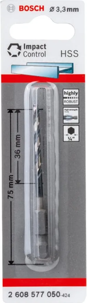 Punta Trapano HSS 3.3mm Attacco Esagonale 1/4 Rapido per Avvitatore