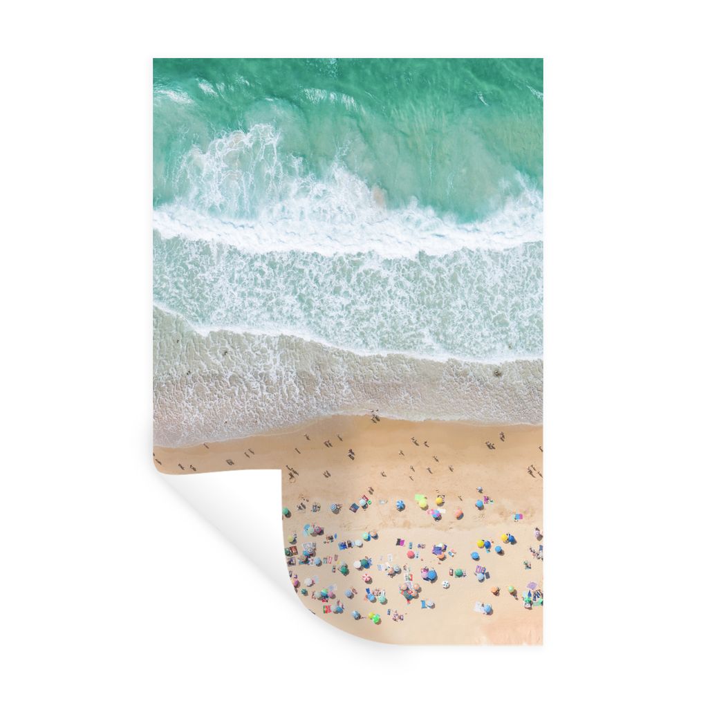MuchoWow Wandtattoo Wandsticker Wandaufkleber Meer - Strand - Sonnenschirme - Wasser - Sommer 20x30 cm Selbstklebend und Repositionierbar - Stick...