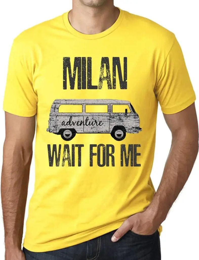 Herren Grafik T-Shirt Abenteuer warten auf mich in Mailand – Adventure Wait For Me In Milan – Öko-Verantwortlich Vintage Jahrgang Kurzarm Lustige