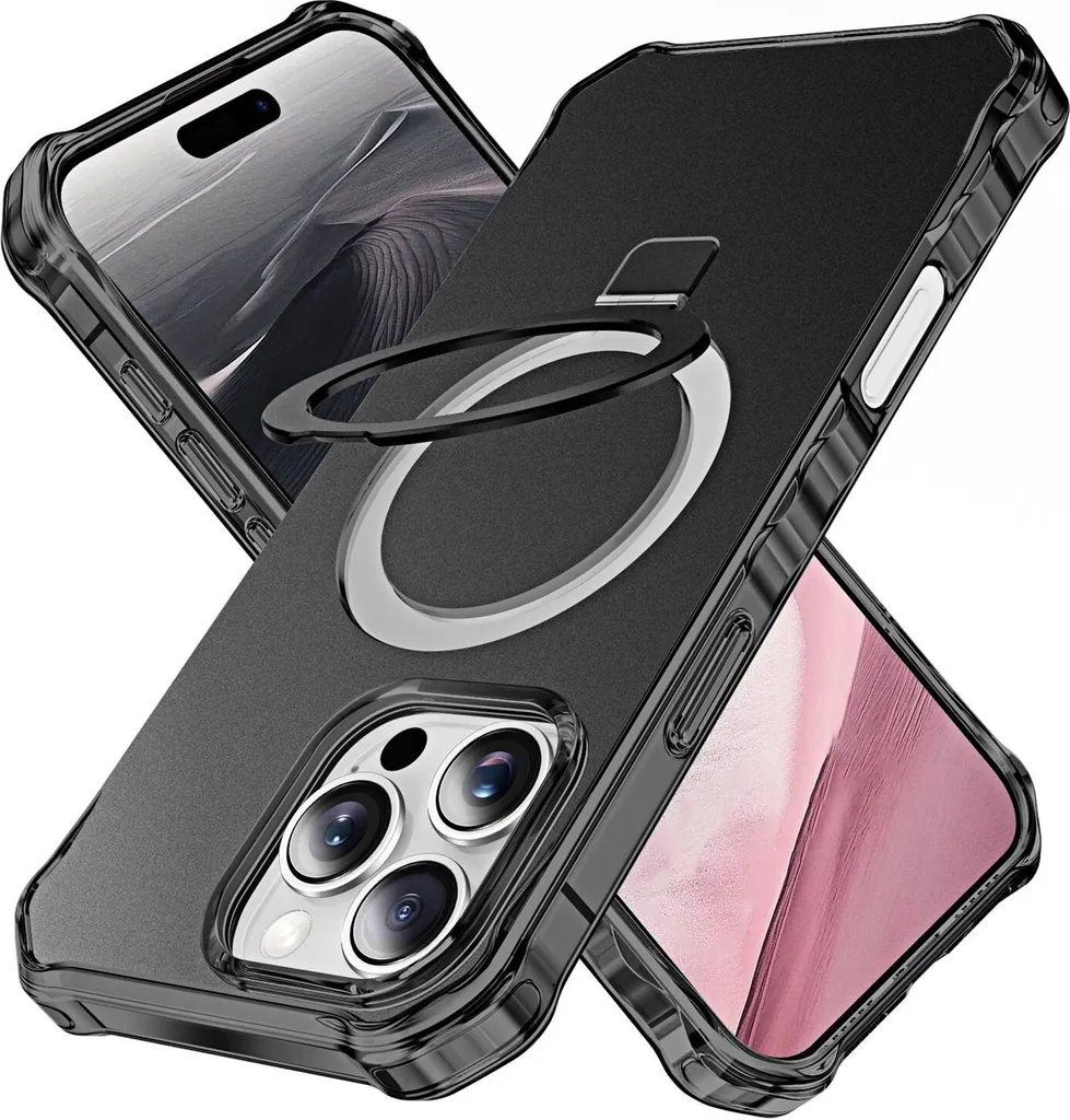 Cover iPhone 16 Pro Nero MagSafe Wave - Protezione Estrema e Grip