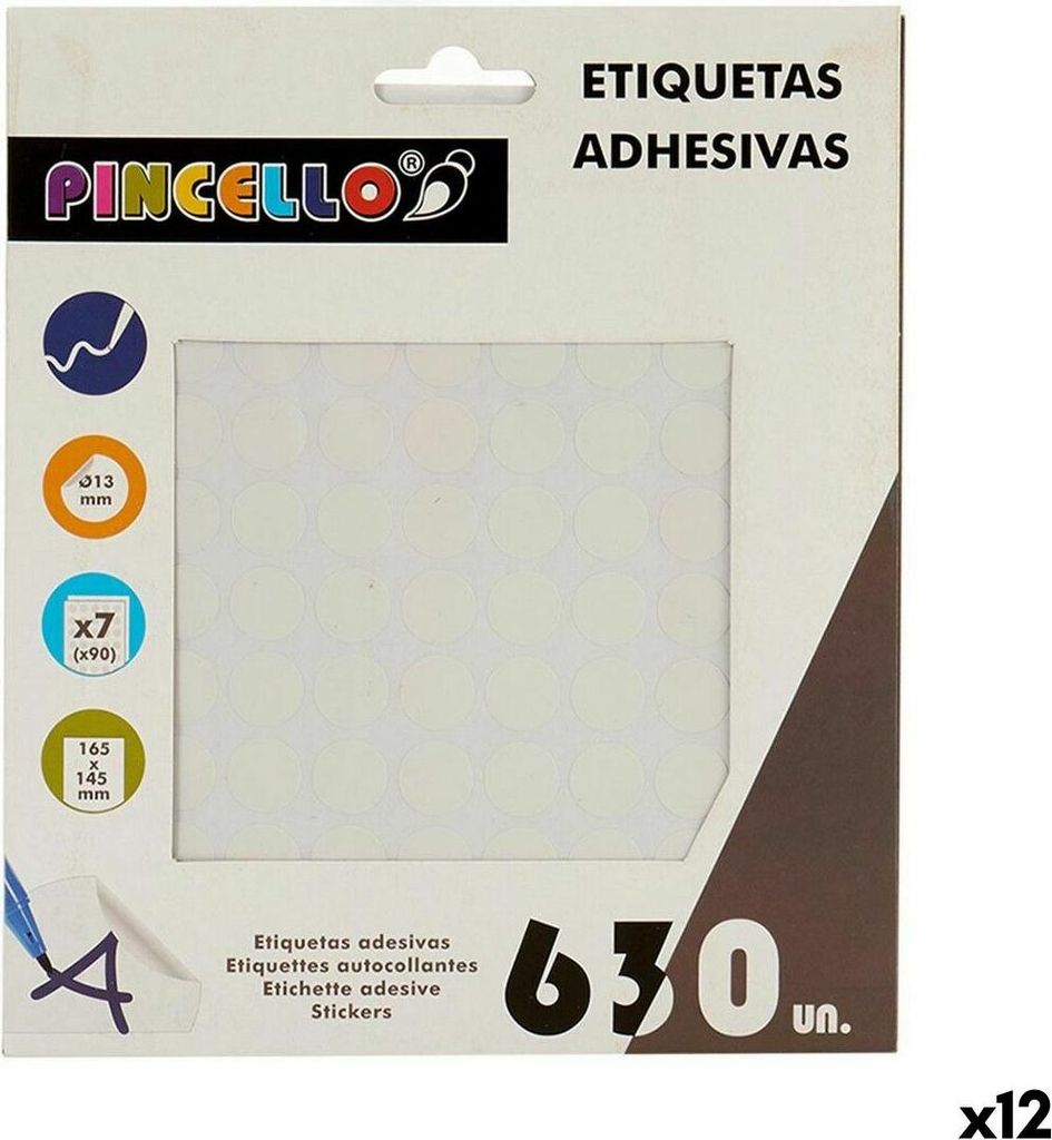Klebeetiketten Pincello Weiß Ø 13 mm 17 x 4 x 19 cm (12 Stück)