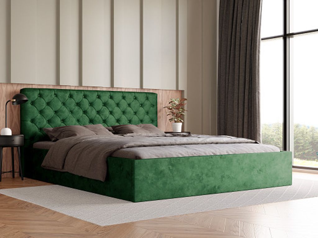FURMEB24 - MOLLY SLIM 180 x 200 cm - Polsterbett mit Bettkasten und Holzrahmen - Doppelbett mit h¶her Kopsttze - Ohne Matraze (EUREKA 2123)