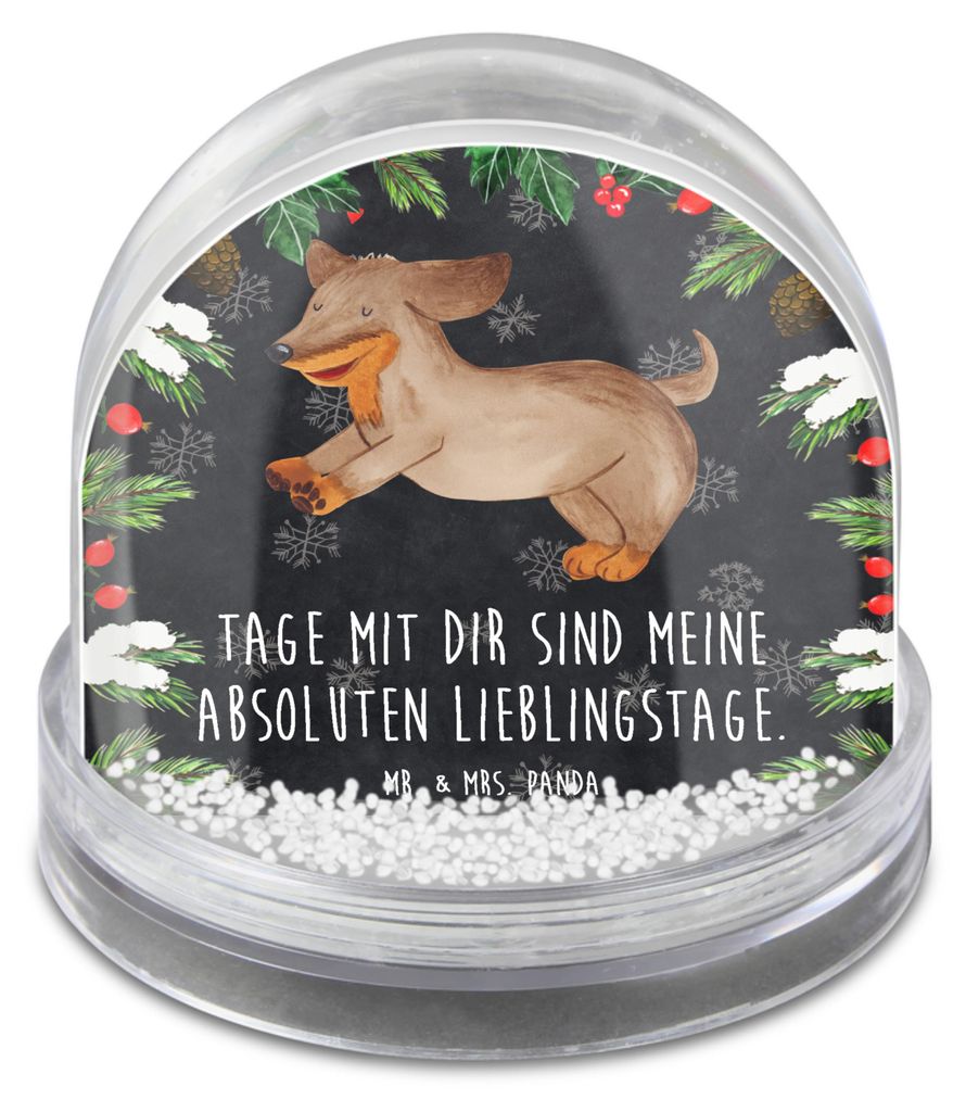 Mr. & Mrs. Panda Weihnachts Schneekugel Hund Dackel - Kreidetafel - Geschenk, Dachshund, Herz, wasserkugel, Braun, Weihnachten, schnee kugel, Groß...