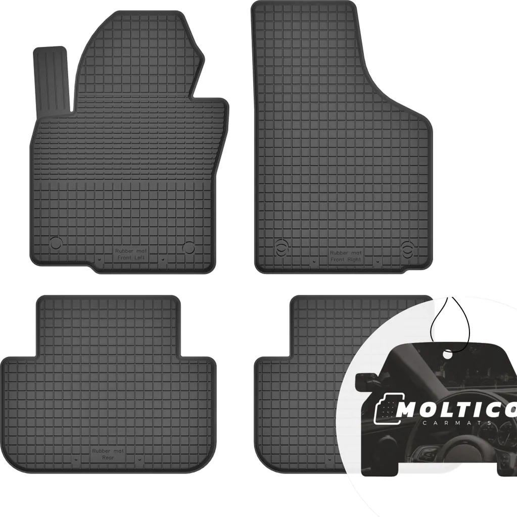 Tappetini in Gomma VW Touran 2003-2009: Set 4 Pezzi su Misura con Bordo