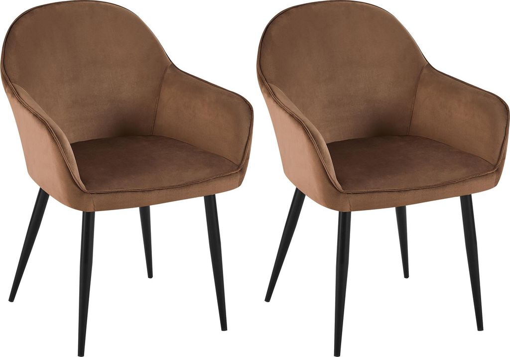 2er Set Esszimmerstuhl GENIM - Samt Braun 60x60x84 cm | Essstühle Esszimmerstühle Küchenstühle Wohnzimmerstühle