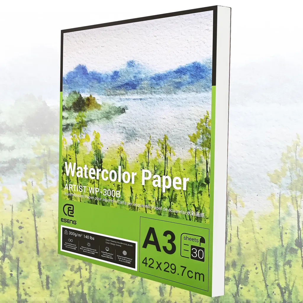 ESENG® Carta Acquerello A3 100% Cotone 300GSM - Blocco Professionale