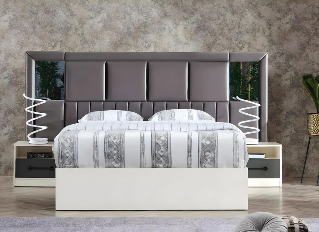 Schlafzimmer Luxus Doppelbett Holz 2x Nachttische Komplettes 6tlg Einrichtung