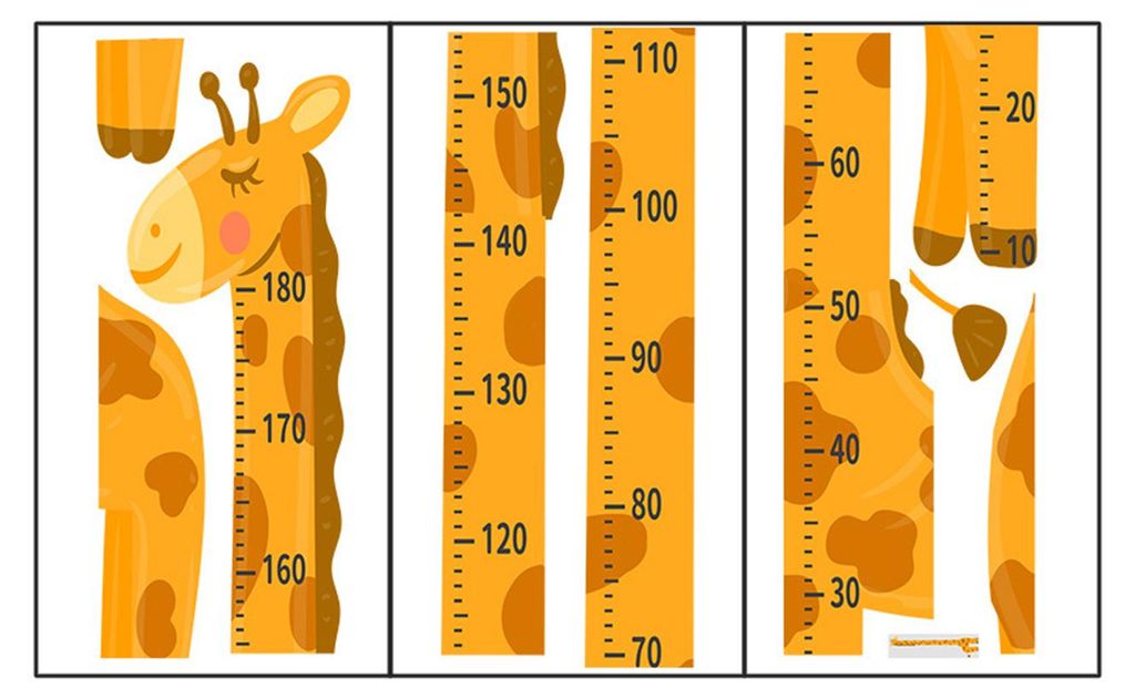 Größenmesslatte für Kinder mit aufklebbarem Tiermotiv, ideal für Jungen und Mädchen, zur Wandmontage, als Wachstumsmesslatte für Kinderzimmer...