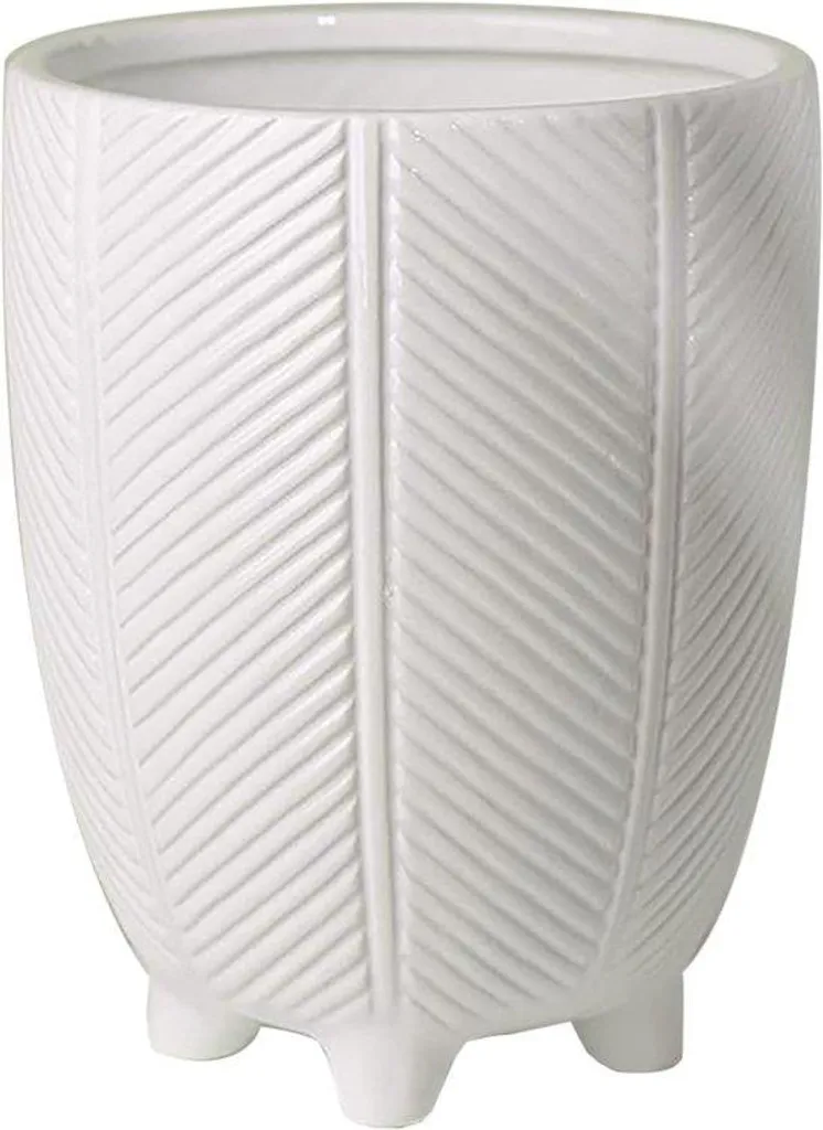 Cache-pot rond en céramique blanche 19cm - Accessoire de jardinage chic