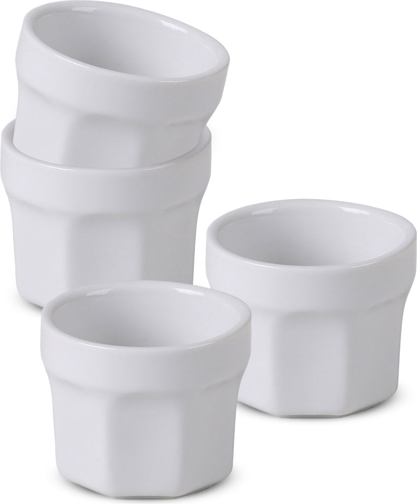 1.06 Snack Keramik Schalen in weiß - 8er Set / jeweils ca. Ø 5,5 cm - Dip Schälchen (2x4er)