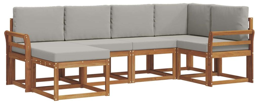 vidaXL Outdoor-Sofagarnitur mit Kissen 6 pcs Natürlich und Hellgrau