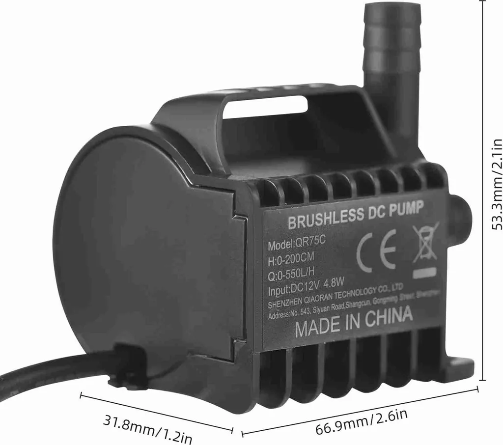 Pompa elettrica sommergibile da 12 V, 550 l/h, piccola fontana con prevalenza massima di 6,5 piedi, presa CC e base a ventosa, mini portatile per acquari e laghetti - 4