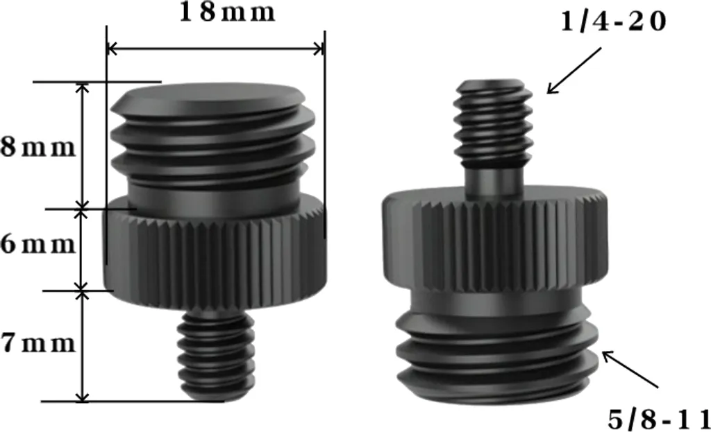 INF Set di adattatori per treppiede da 5: adattatore filettato da 1/4-20 pollici a 5/8-11 pollici Nero 1/4-20