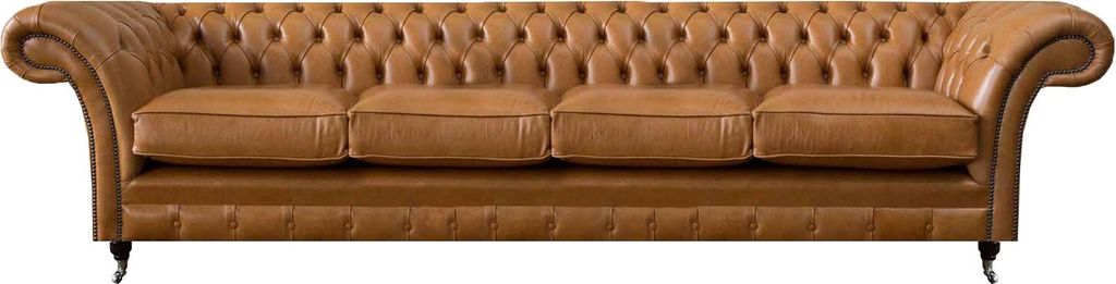 Wohnzimmer Braun Sofa Big 4 Sitzer Design Chesterfield Ledersofa