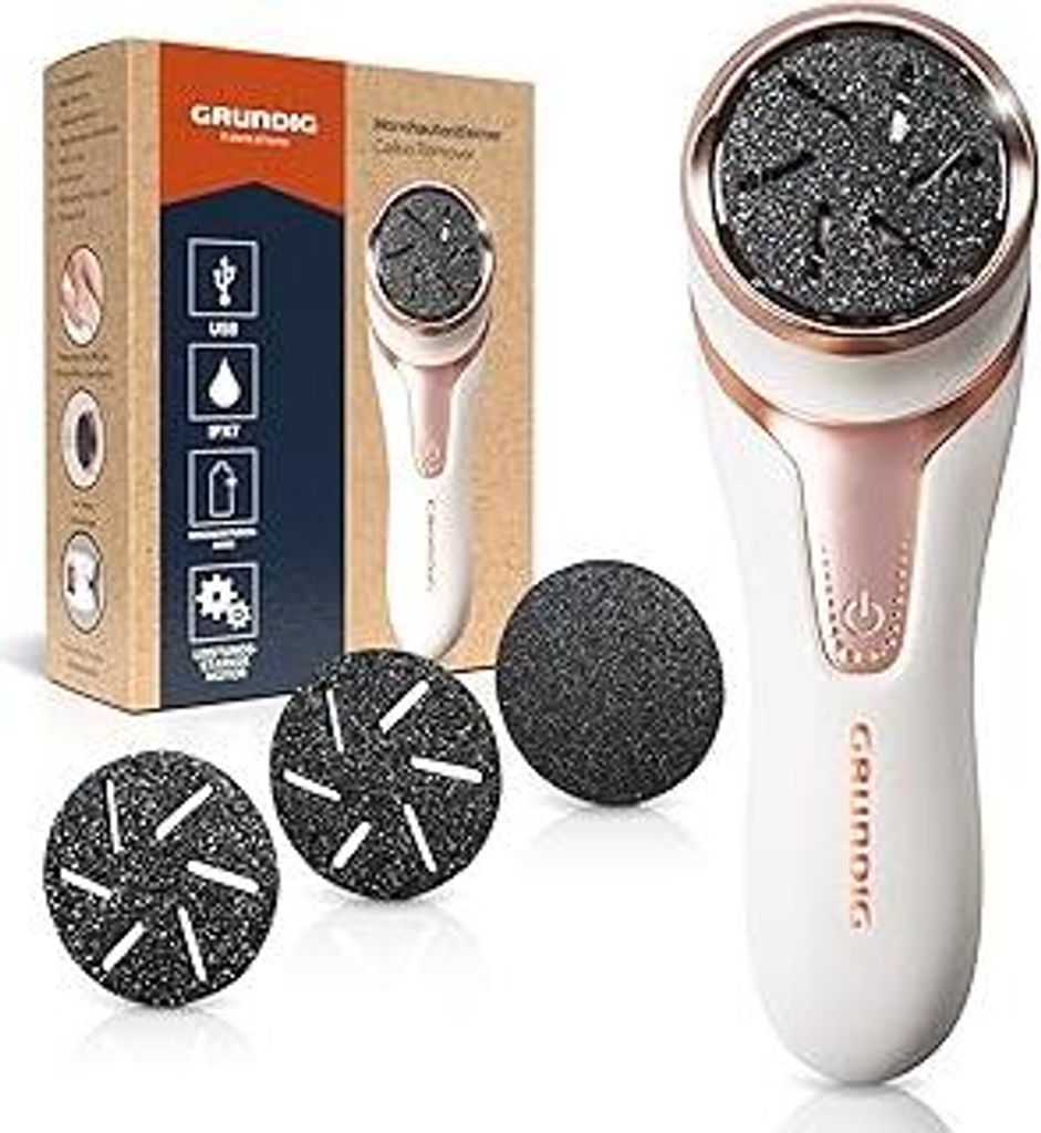 GRUNDIG Hornhautentferner elektrisch Hornhaut entfernen - schnell schöne Füße - Fußpflege Set mit Hochleistungsakku I IPX7 Fuß Pedi Pediküre ...