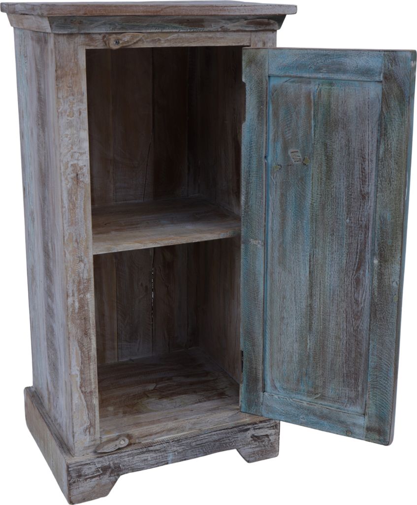 Vintage Beistellschrank, Kommode, Nachttischschrank, Flurschrank - Modell 41, Creme-weiß, Holz, 88*45*34 cm, Kleine Schränke