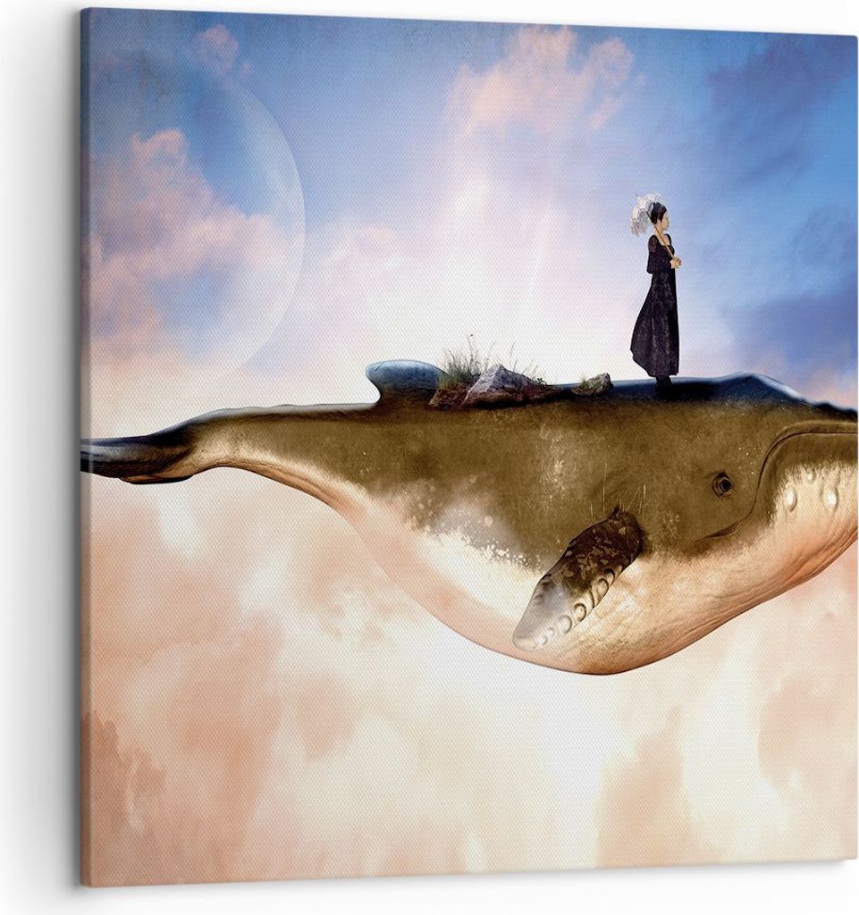 Bild auf Leinwand - Leinwandbild - Einteilig - Wal Frau Himmel - 50x50cm - Wand Bild - Wanddeko - Wandbilder - Leinwanddruck - Bilder - Wanddekorat...