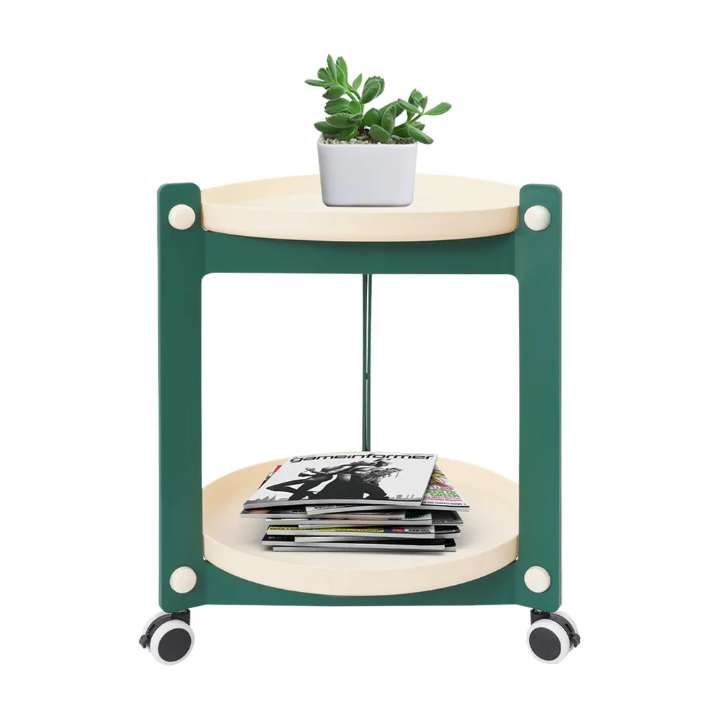 Table d'appoint à roulettes 58x42x42cm, bout de canapé 2 niveaux blanc