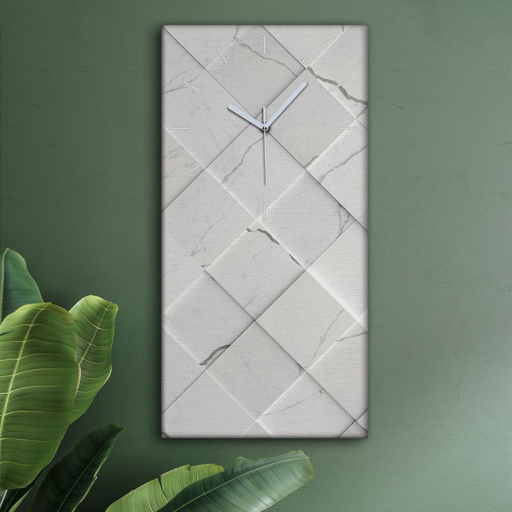 Wohnzimmer Leinwand Uhr Geräuschlos Küche 30x60 Kacheln, Abstrakt, Motive, weiße Zeiger