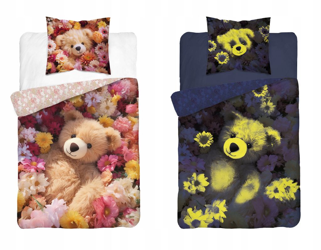 Im Dunkeln leuchtende Bettwäsche 140x200 Teddybär mit Produktbild 