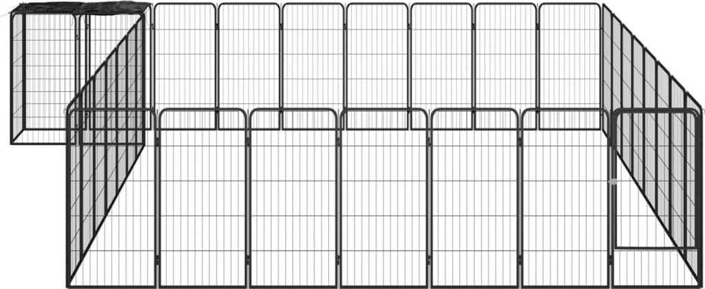 vidaXL 34-tlg. Hundelaufstall Schwarz 50x100cm Stahl Pulverbeschichtet